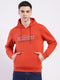 Men Rust Printed Hooded Full Sleeve Winter T-Shirt