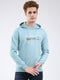 Men Blue Printed Hooded Full Sleeve Sweatshirt