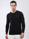 Men Black Solid Round Neck Full Sleeve Winter T-Shirt
