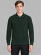 Men Green Solid Polo Collar Full Sleeve Winter T-Shirt