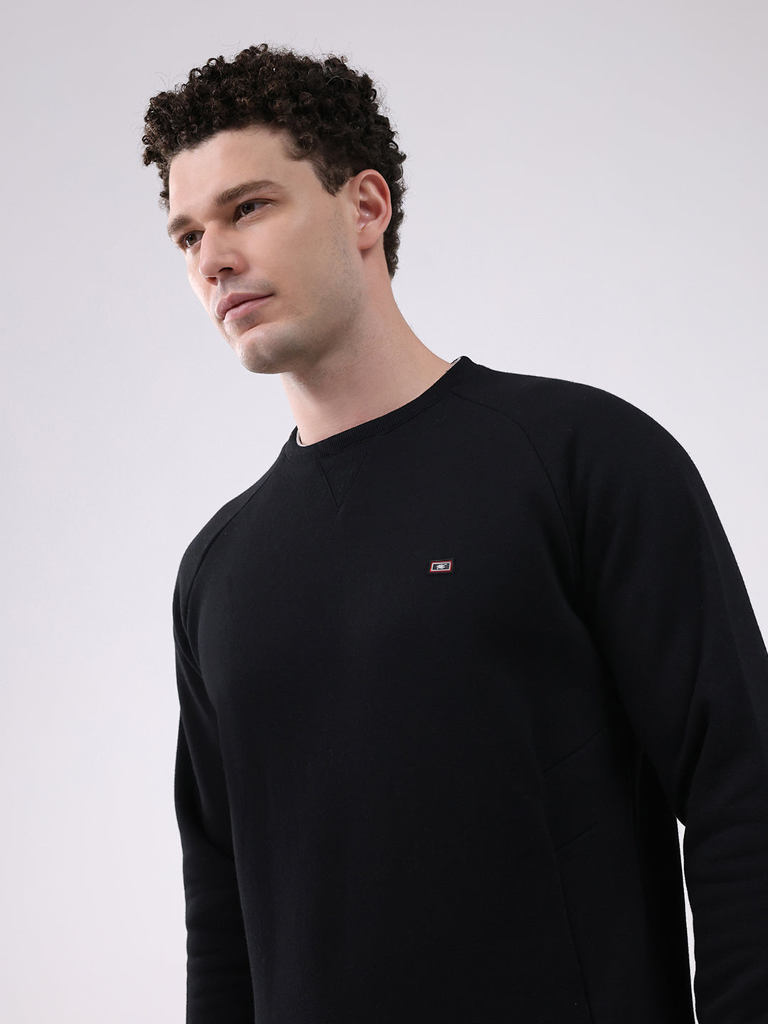 Men Black Printed Round Neck Full Sleeve Sweatshirt