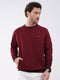 Men Maroon Solid Round Neck Full Sleeve Sweatshirt