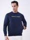 Men Navy Blue Printed Round Neck Full Sleeve Sweatshirt