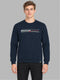 Men Navy Blue Printed Round Neck Full Sleeve Sweatshirt