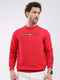 Men Red Printed Round Neck Full Sleeve Sweatshirt