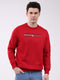 Men Red Printed Round Neck Full Sleeve Sweatshirt