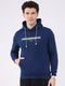 Men Navy Blue Printed Hooded Full Sleeve Sweatshirt