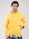 Men Yellow Printed Hooded Full Sleeve Sweatshirt