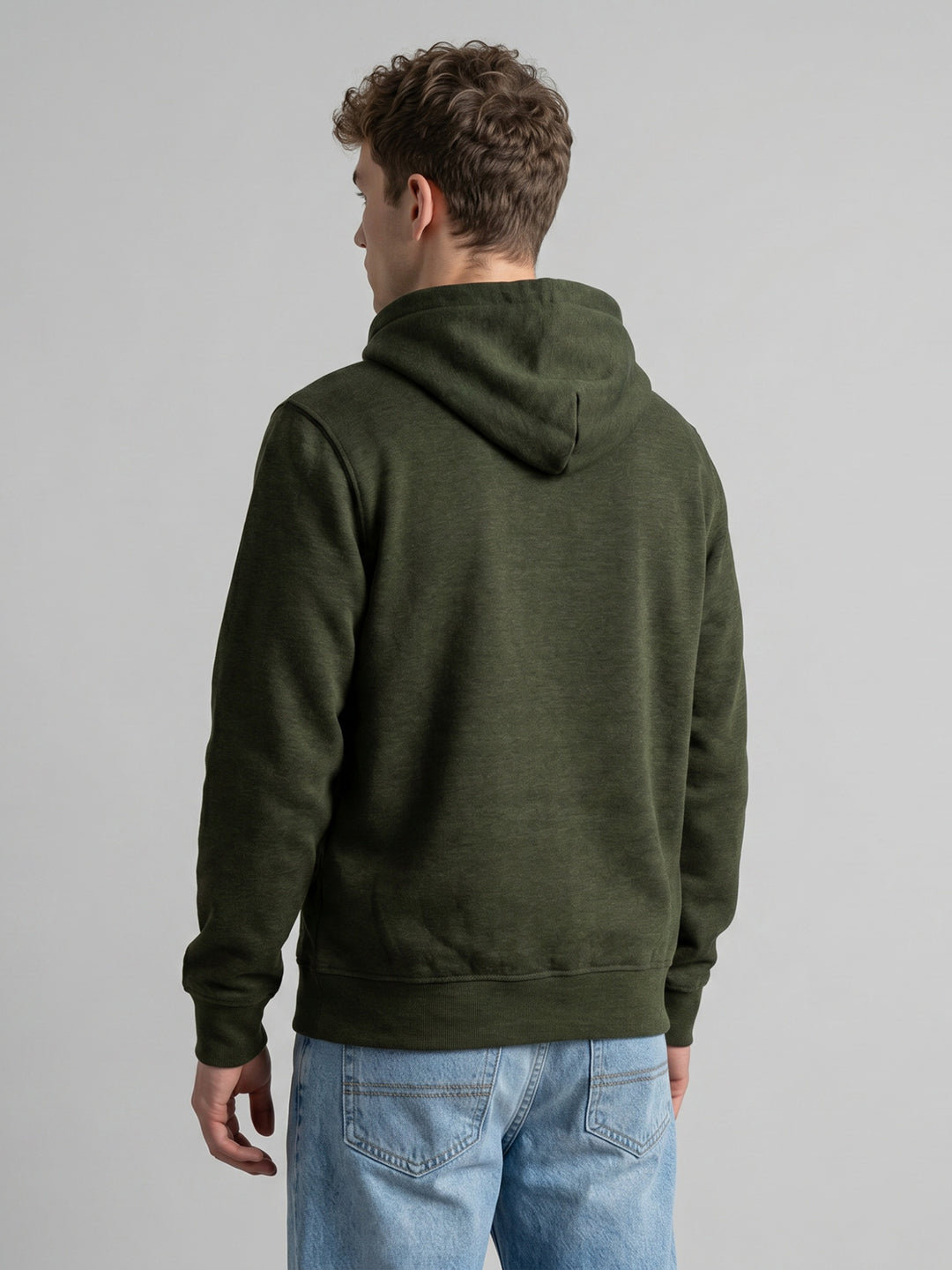 Men Green Printed Hooded Full Sleeve Sweatshirt