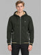 Men Olive Solid Hooded Full Sleeve Sweatshirt