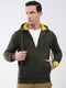 Men Green Solid Hooded Full Sleeve Sweatshirt