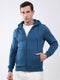 Men Teal Blue Solid Hooded Full Sleeve Sweatshirt