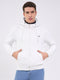 Men White Solid Hooded Full Sleeve Sweatshirt