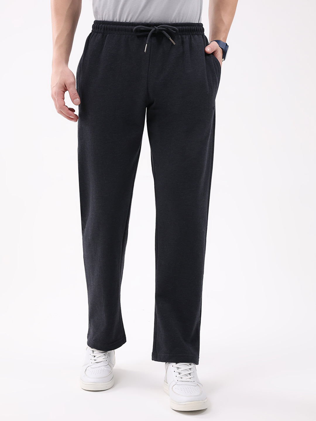 Men Charcoal Solid Regular Fit Winter Lower