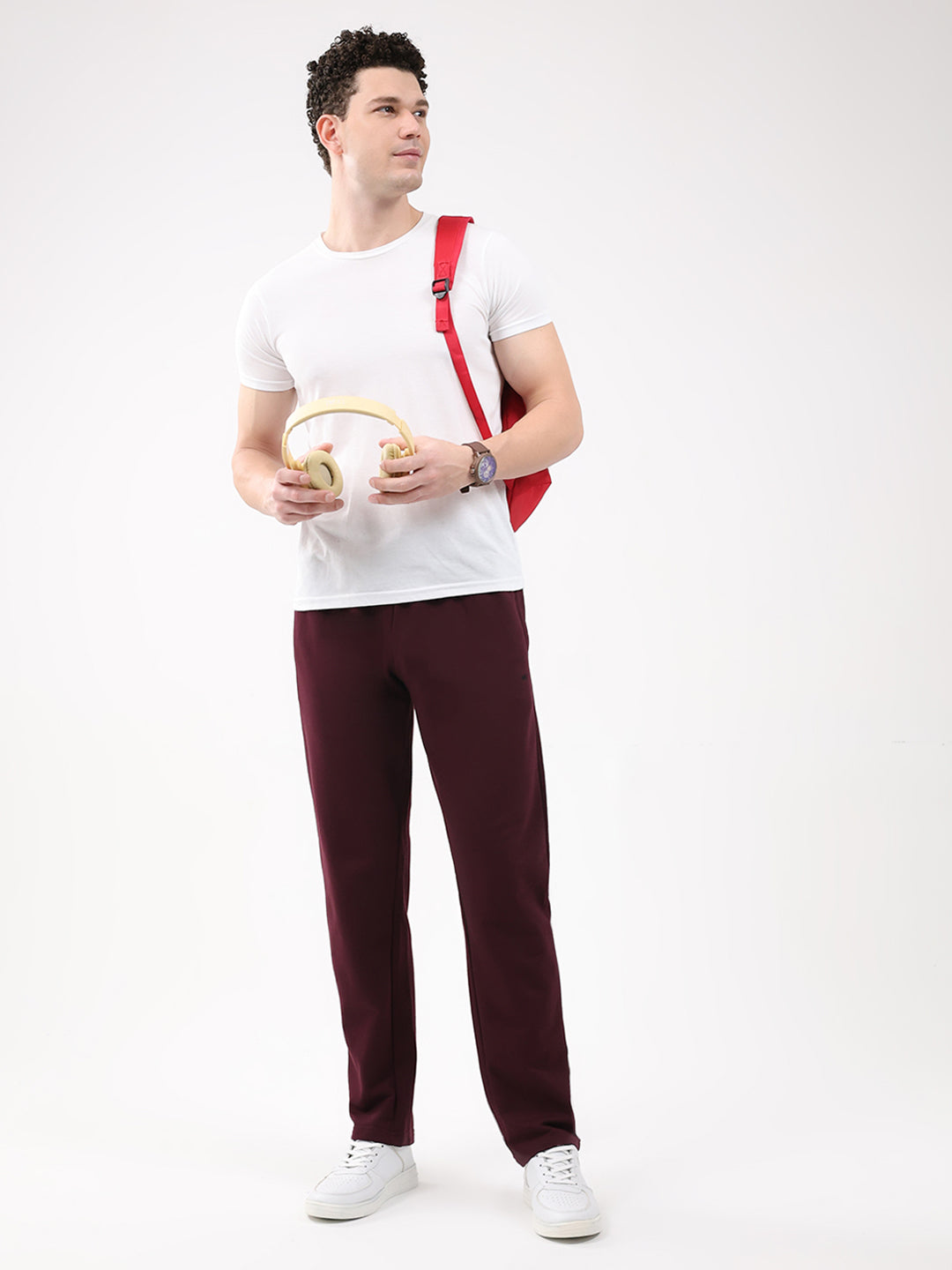 Men Maroon Solid Regular Fit Winter Lower