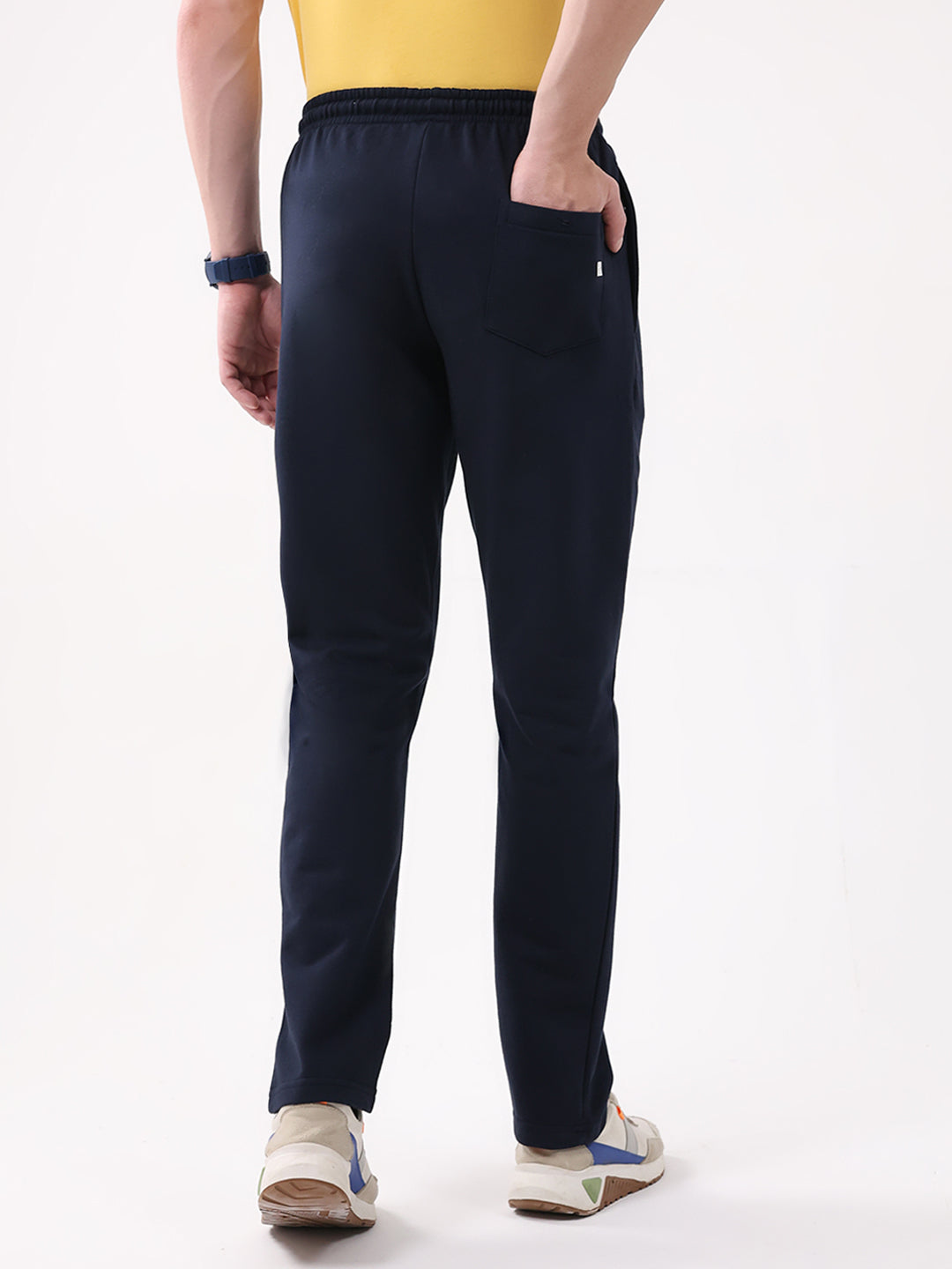 Men Navy Blue Solid Regular Fit Winter Lower