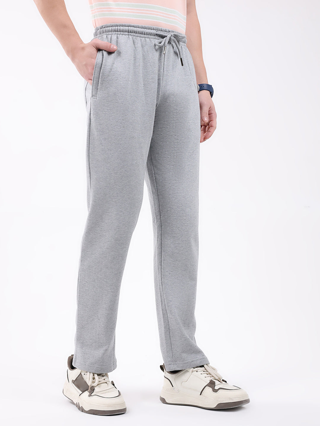 Men Grey Solid Regular Fit Winter Lower