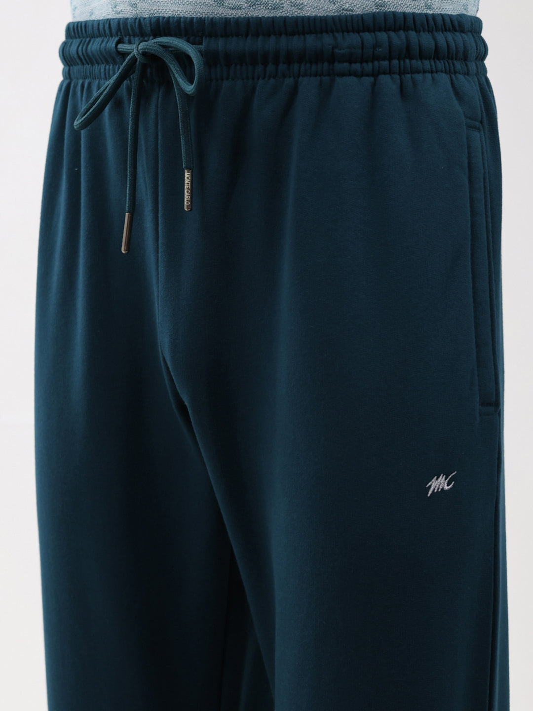 Men Teal Blue Solid Regular Fit Winter Lower