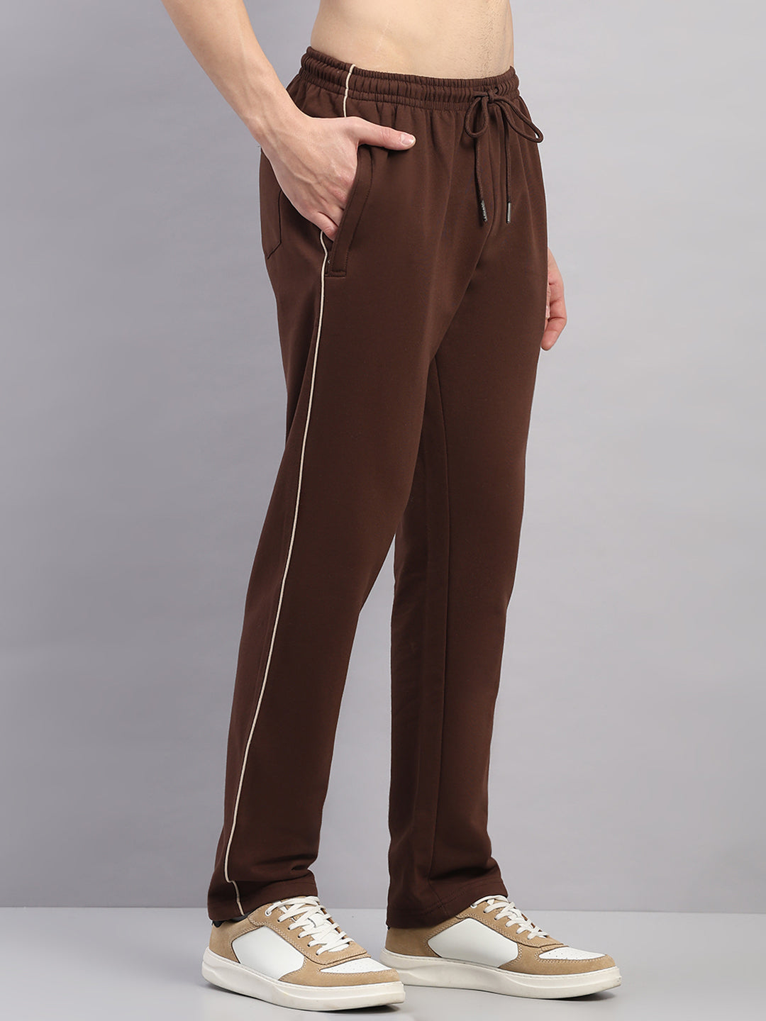 Men Brown Solid Regular Fit Winter Lower