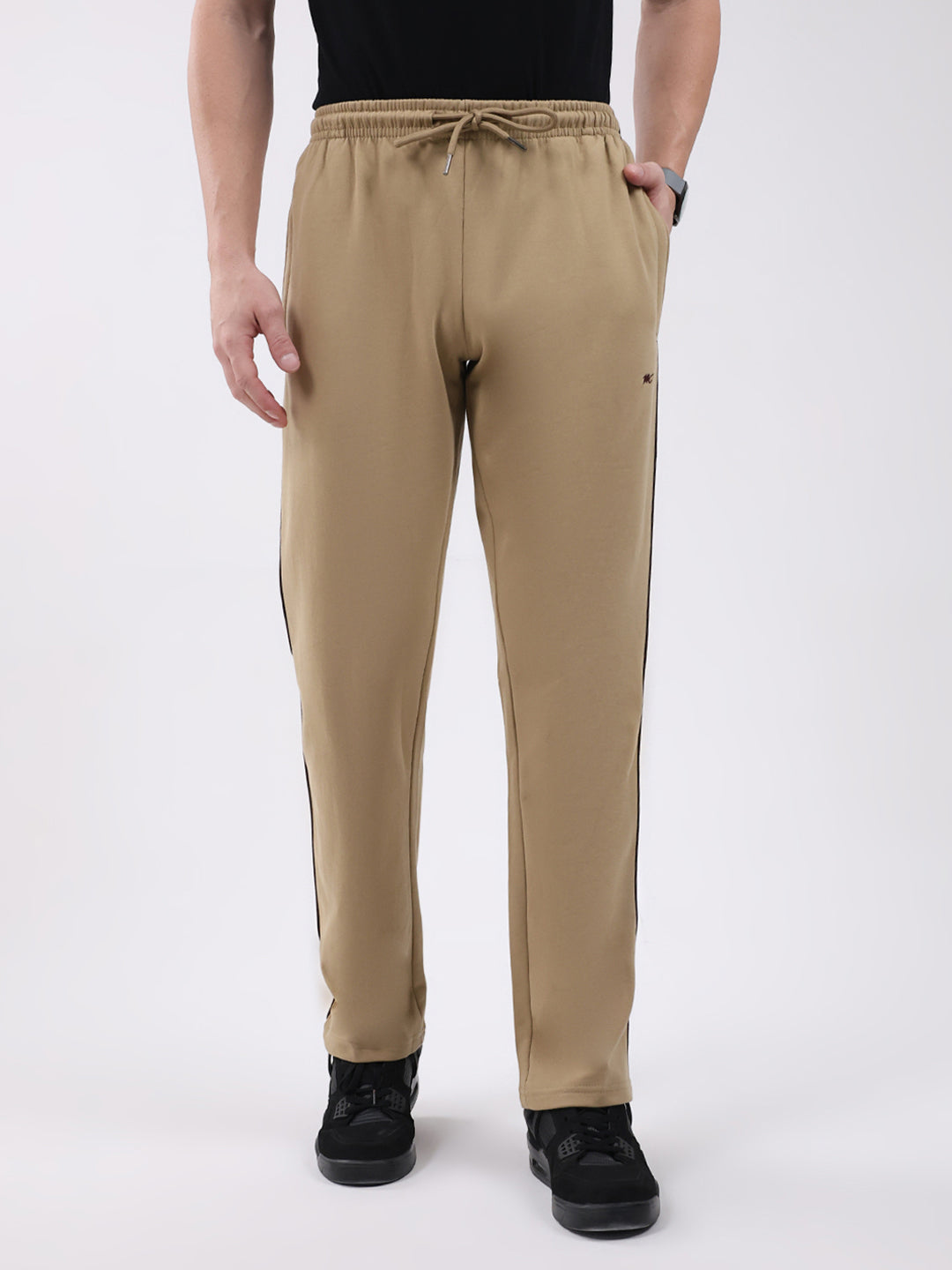 Men Khaki Solid Regular Fit Winter Lower
