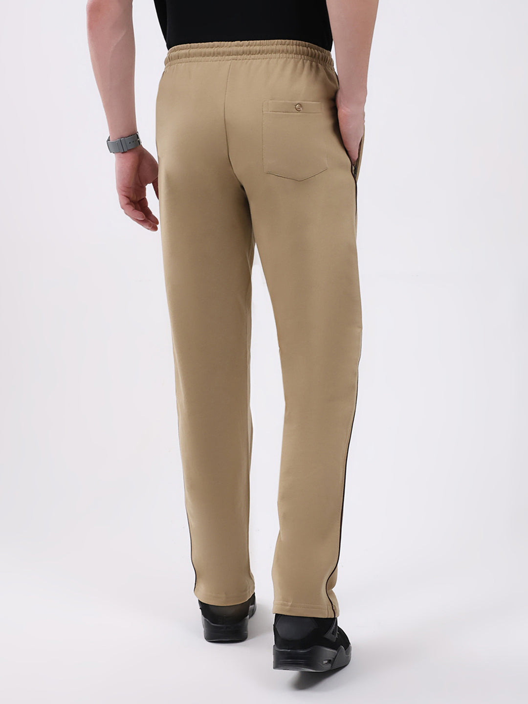Men Khaki Solid Regular Fit Winter Lower