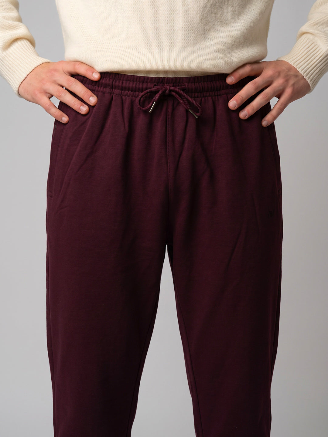 Men Maroon Solid Regular Fit Lower
