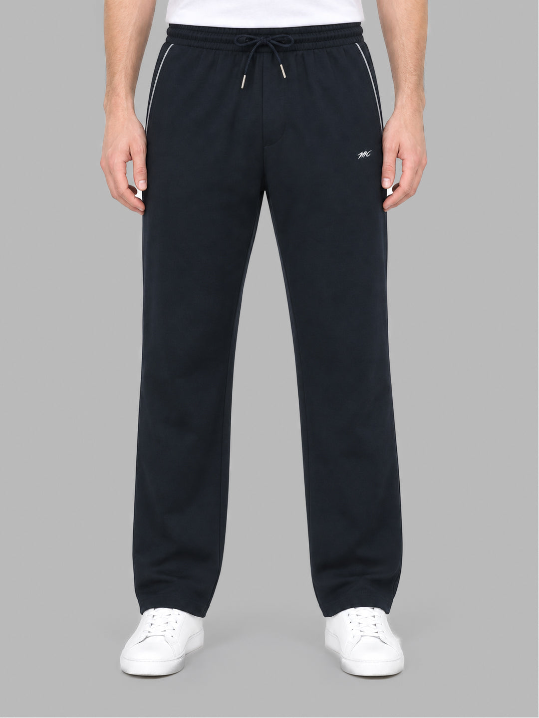 Men Navy Blue Solid Regular Fit Winter Lower