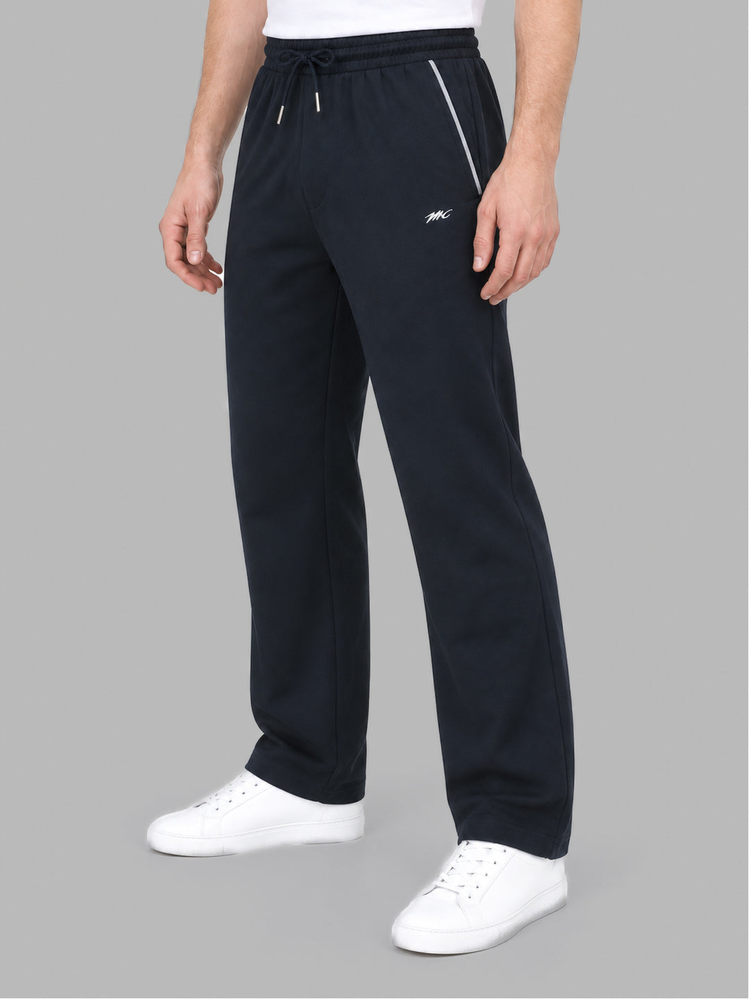 Men Navy Blue Solid Regular Fit Winter Lower