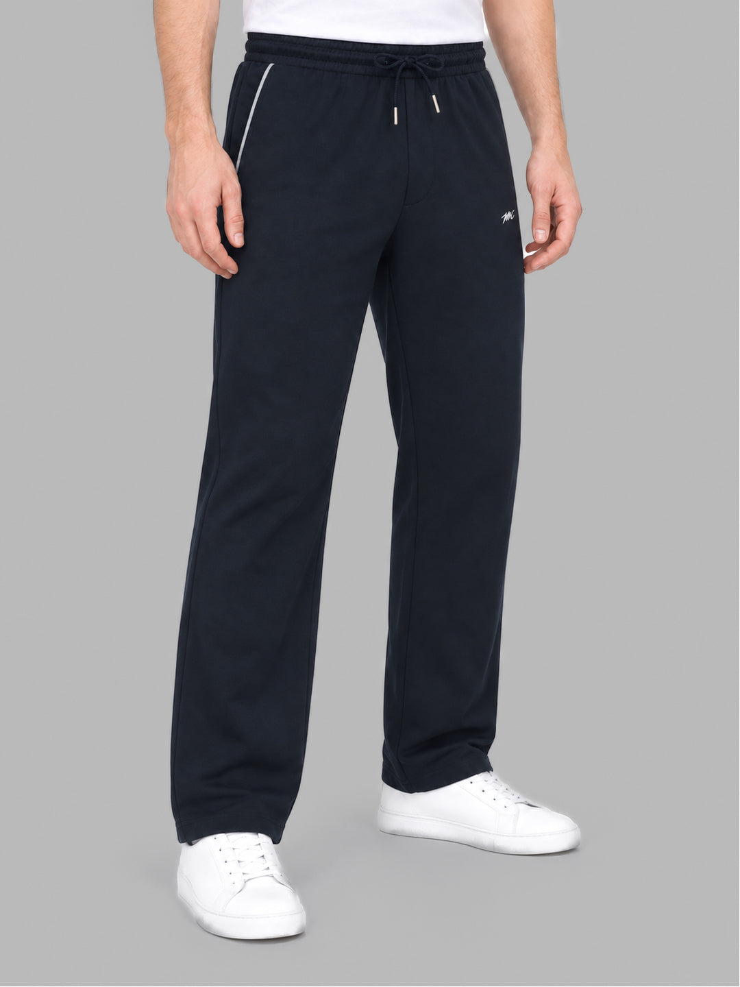 Men Navy Blue Solid Regular Fit Winter Lower