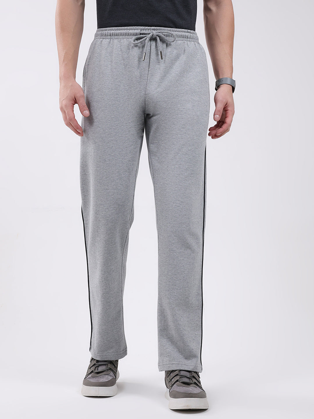 Men Grey Solid Regular Fit Winter Lower