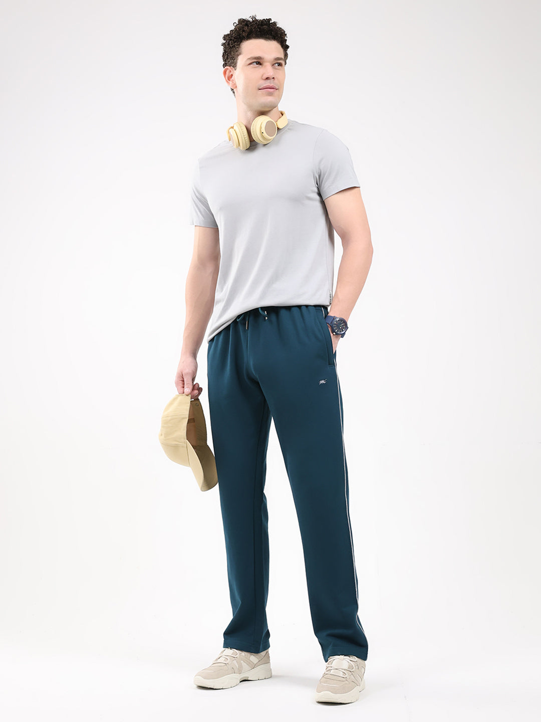 Men Teal Blue Solid Regular Fit Winter Lower