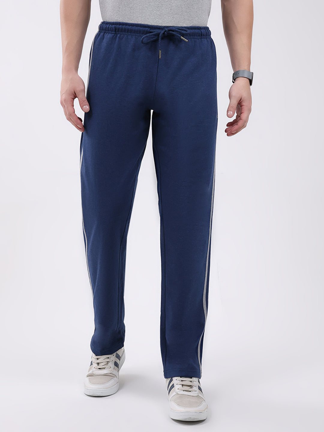 Men Blue Solid Regular Fit Winter Lower