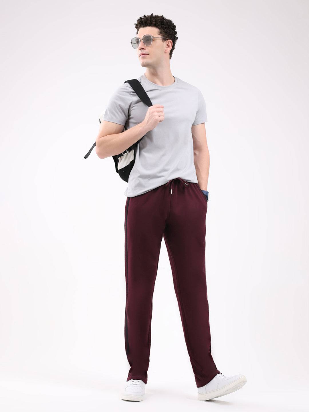 Men Maroon Solid Regular Fit Winter Lower