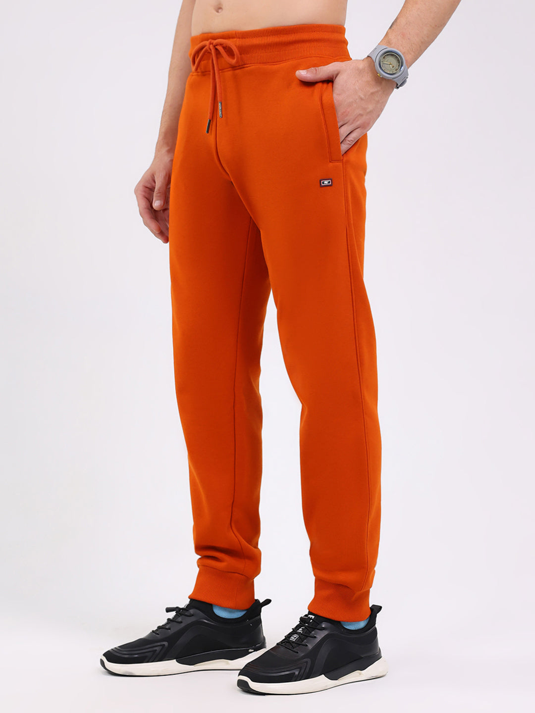 Men Orange Solid Regular Fit Winter Lower