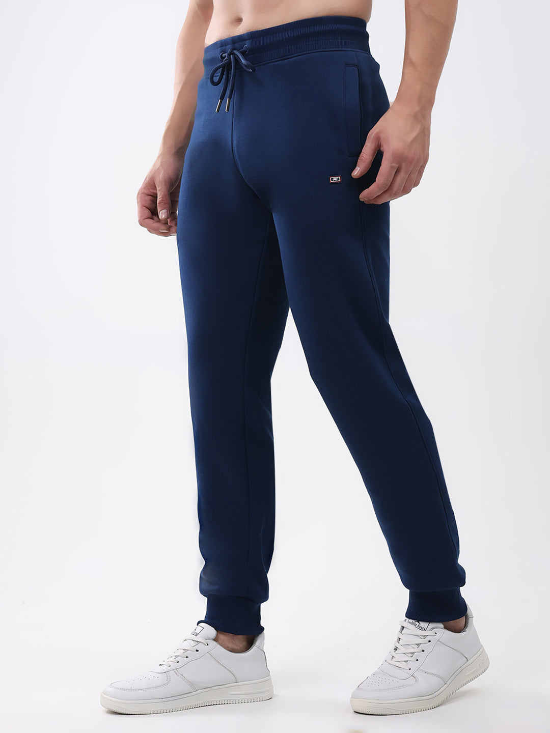 Men Blue Solid Regular Fit Winter Lower