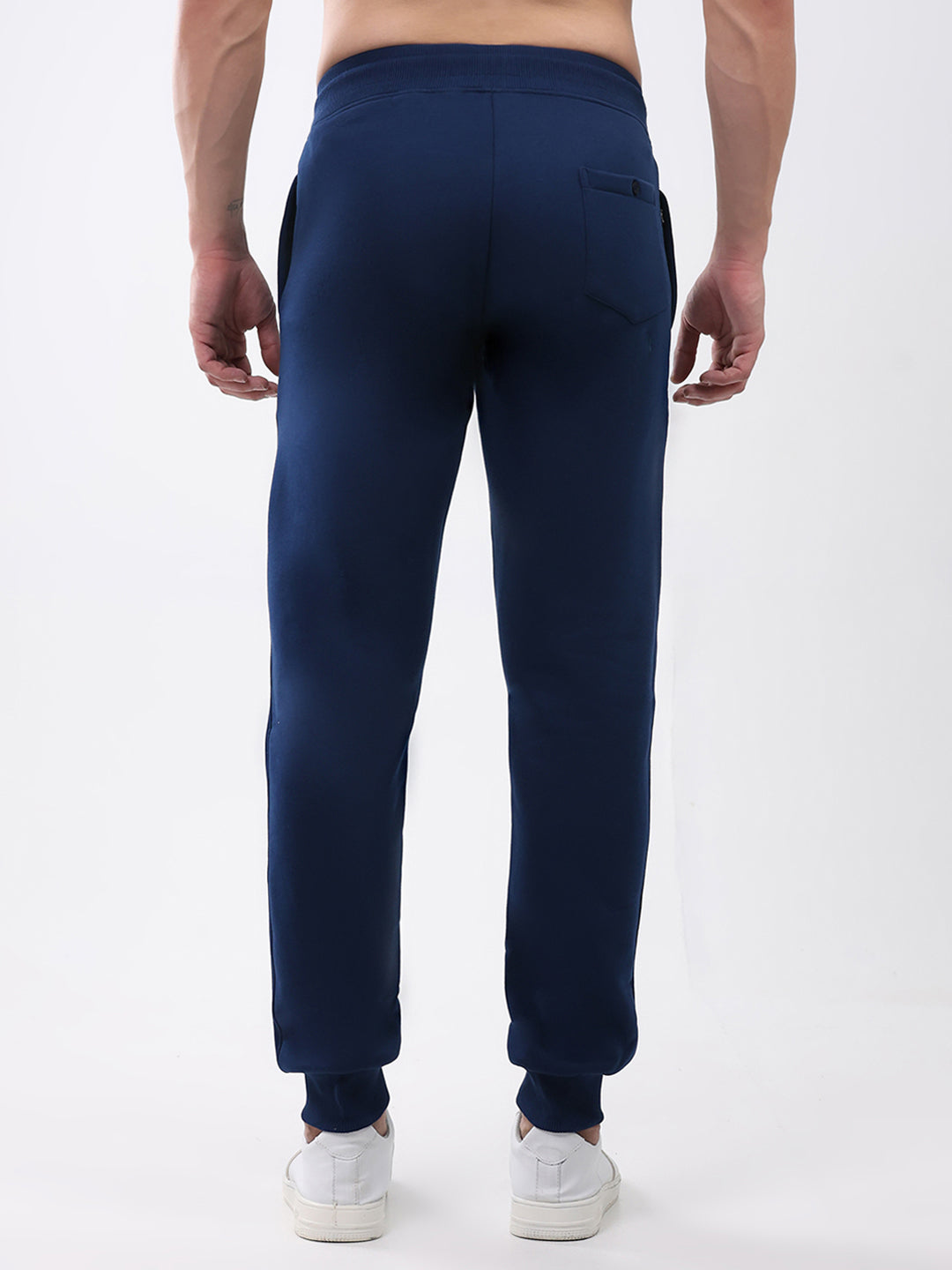 Men Blue Solid Regular Fit Winter Lower