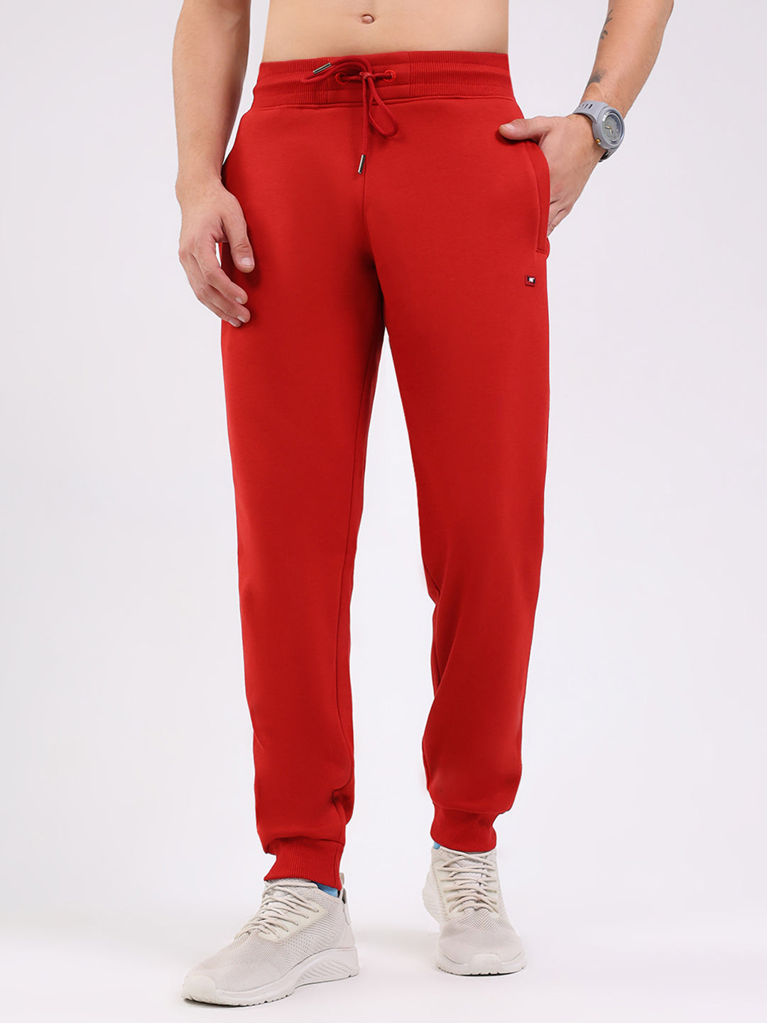 Men Red Solid Regular Fit Winter Lower