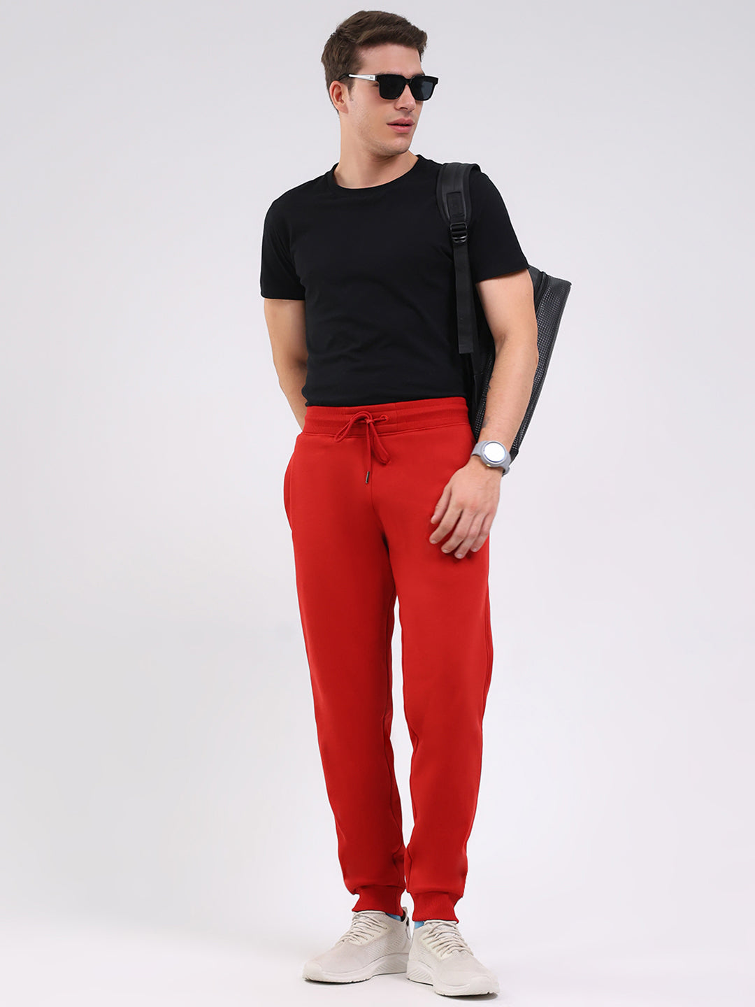 Men Red Solid Regular Fit Winter Lower