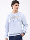Men Sky Blue Printed Round Neck Full Sleeve Sweatshirt