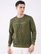Men Green Printed Round Neck Full Sleeve Sweatshirt