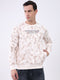 Men Beige Printed Round Neck Full Sleeve Sweatshirt