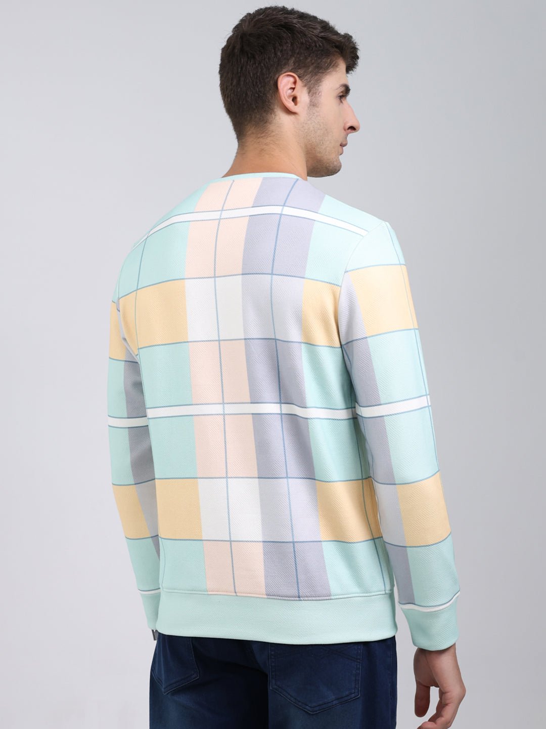 Men Green Printed Round Neck Full Sleeve Sweatshirt