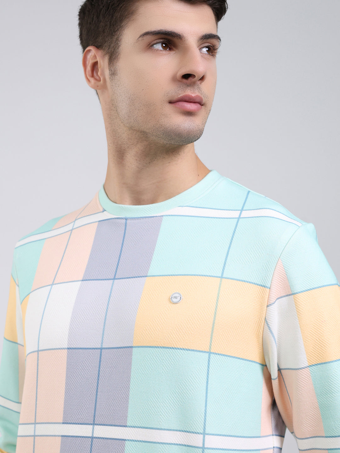 Men Green Printed Round Neck Full Sleeve Sweatshirt