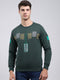 Men Green Printed Round Neck Full Sleeve Sweatshirt