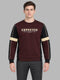 Men Maroon Printed Round Neck Full Sleeve Sweatshirt