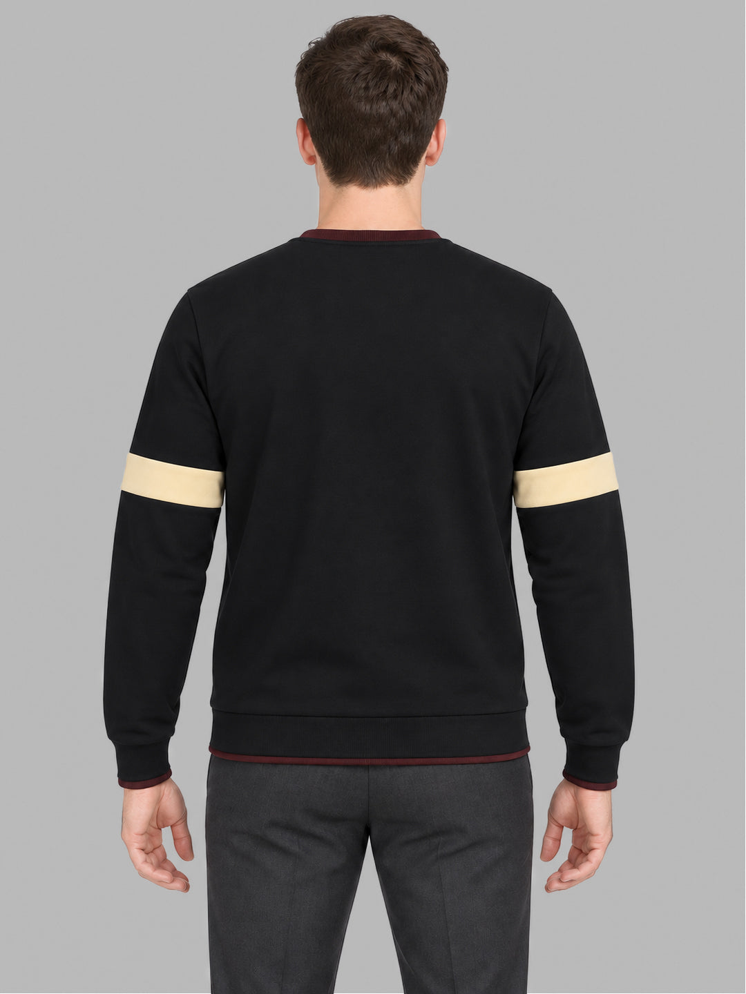 Men Maroon Printed Round Neck Full Sleeve Sweatshirt