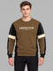 Men Brown Printed Round Neck Full Sleeve Sweatshirt
