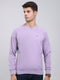 Men Purple Solid Round Neck Full Sleeve Sweatshirt