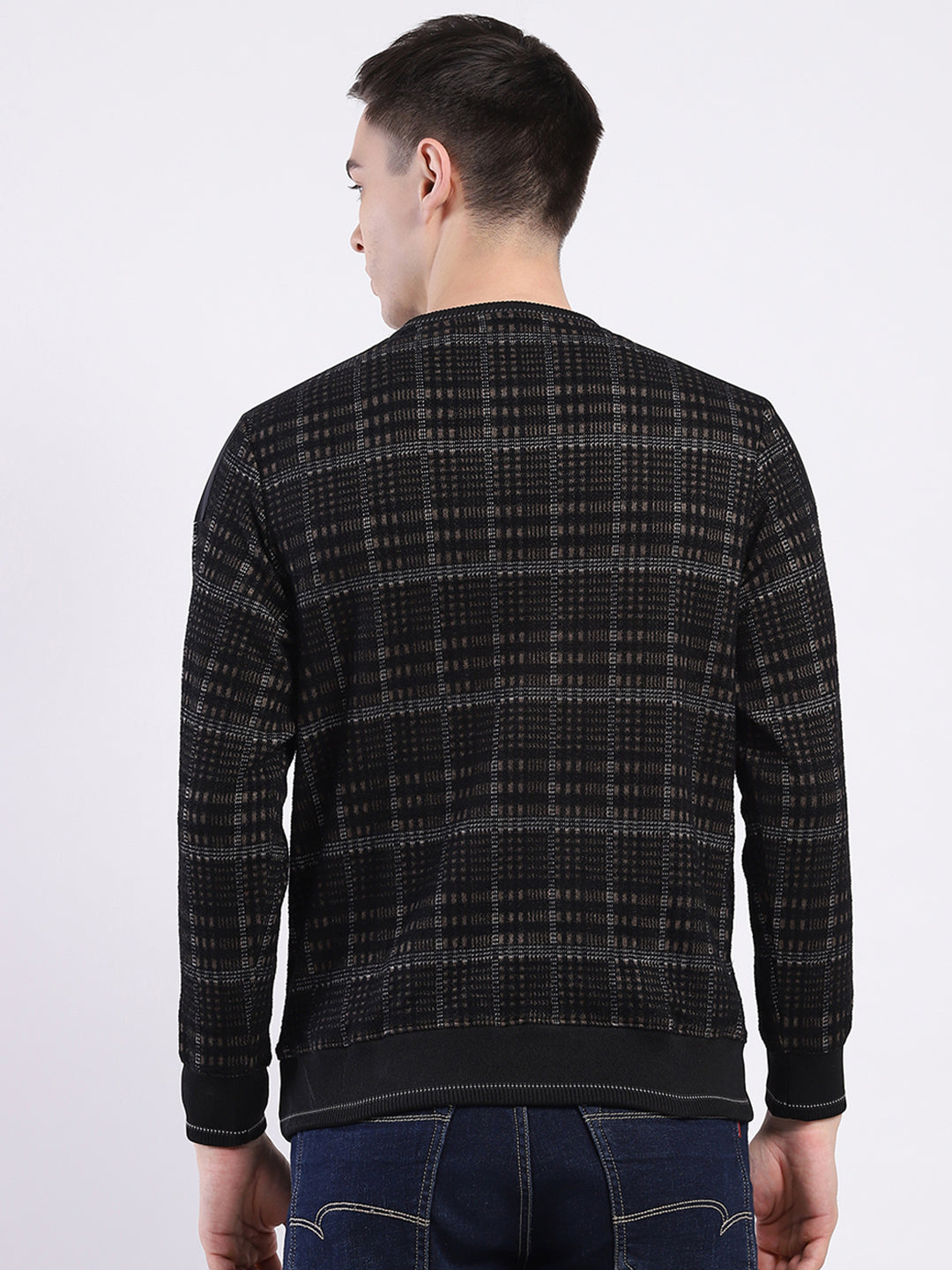 Men Black Printed Round Neck Full Sleeve Sweatshirt