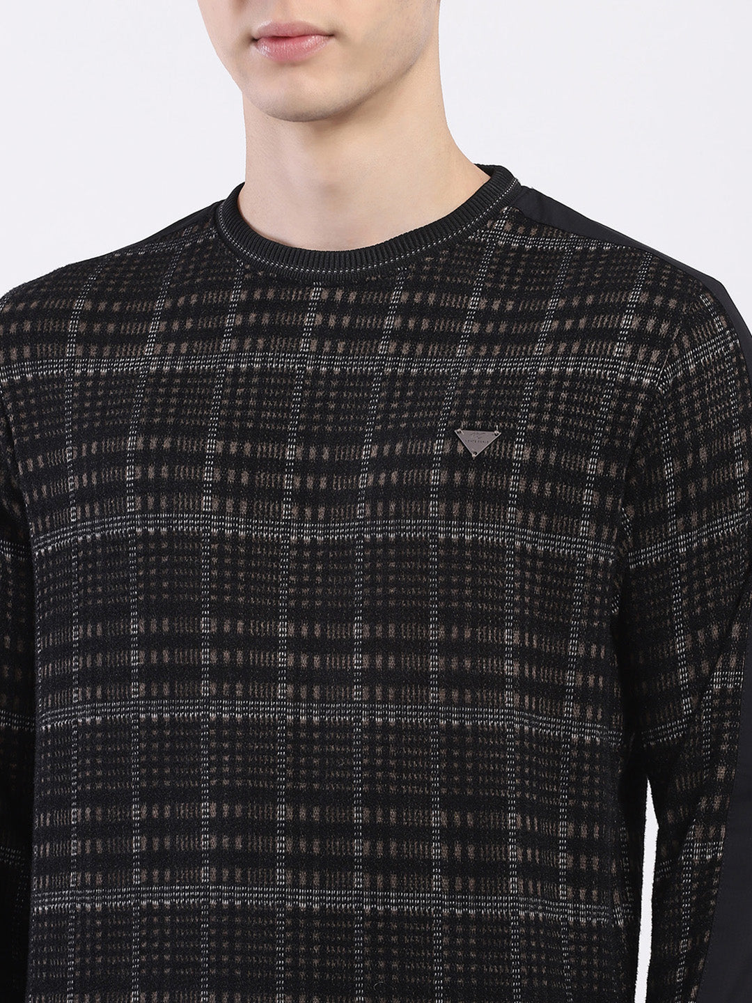 Men Black Printed Round Neck Full Sleeve Sweatshirt